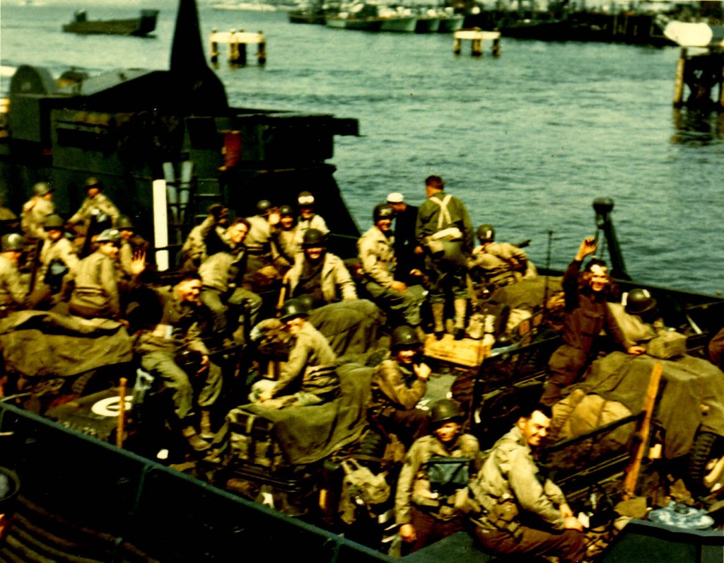American troops in a landing craft tank awaiting the signal for the assault. (June 1944). Source: Center of Military History.
