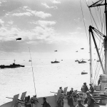 Convoy of LCI(L)s en route to the Normandy invasion beaches. (June 6, 1944). Source: U.S. National Archives, # 80-G-231247.