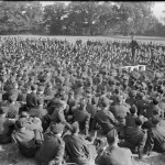 Air Marshal Sir Arthur Coningham Air Officer Commander-in-Chief, 2 TAF, addresses air and ground crews at Hartford Bridge, Surrey, on the forthcoming invasion of Normandy. Source: Imperial War Museums, # CH 13271.