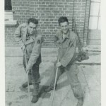 Scrubbing sidewalks in France. (June 1944). Source: Veterans History Project, Bernard Horowitz.