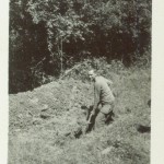 Bernard digging a foxhole in Blosville, France. (June 1944). Source: Veterans History Project, Bernard Horowitz.