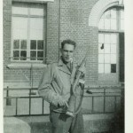 Bernard Horowitz with his rifle in Villique Armand, France. (September 1944). Source: Veterans History Project, Bernard Horowitz.