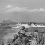 Marines crowd into landing craft headed for Iwo Jima. (February 1945). Source: mca-marines.org.