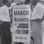 Bayard Rustin & Cleveland Robinson in front of 170 W 130 St., March on Washington. (Aug. 7, 1963). Source: World Telegram, Sun Newspaper, Library of Congress #LC-DIG-ppmsca-35538.