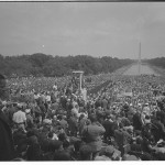View of huge crowd from Lincoln Memorial to the Washington Monument during the March.  Photographed by Warren K. Leffler. (Aug. 28, 1963). Source: Library of Congress #LC-DIG-ds-04417.
