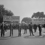 Marchers carrying "District 65" sign at the March. Photographed by Marion S. Trikosko. (Aug. 28, 1963). Source: Library of Congress #LC-DIG-ppmsca-37247.