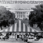Activity abounds in press tent. (Aug. 28, 1963). Source: United Press International, New York World-Telegram & the Sun Newspaper Photograph Collection, Library of Congress #037.00.00.