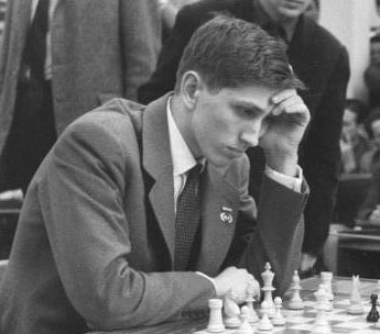Soviet chess grandmaster Boris Spassky against Bobby Fischer (USA) Y